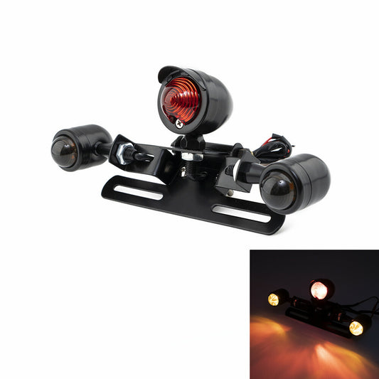 Black Tail Brake Light W/ Turn Signal Lamp For Cafe Racer Bobber Chopper Custom Q