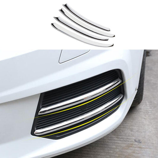 Fit for Audi Q3 2013-18 ABS Chrome Front Bumper Fog Lamp Light Strip Trims 4PCS