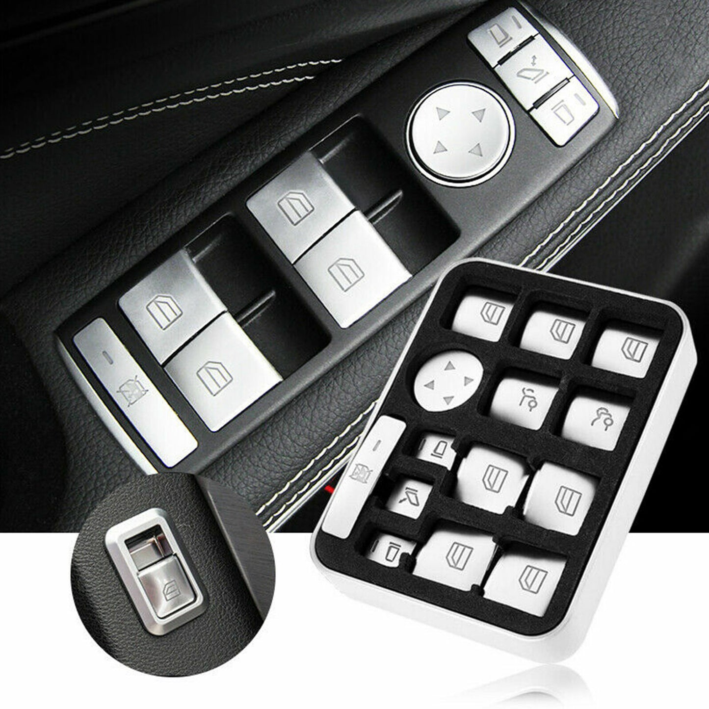 for Mercedes Benz E C-Class GLK Car Door Armrest Window Switch Button Cover Trim