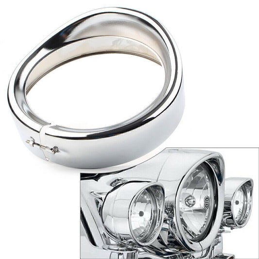 7 Headlight Passing Light Lamp Decorate Trim Ring Visor Cover for Harley Chrome