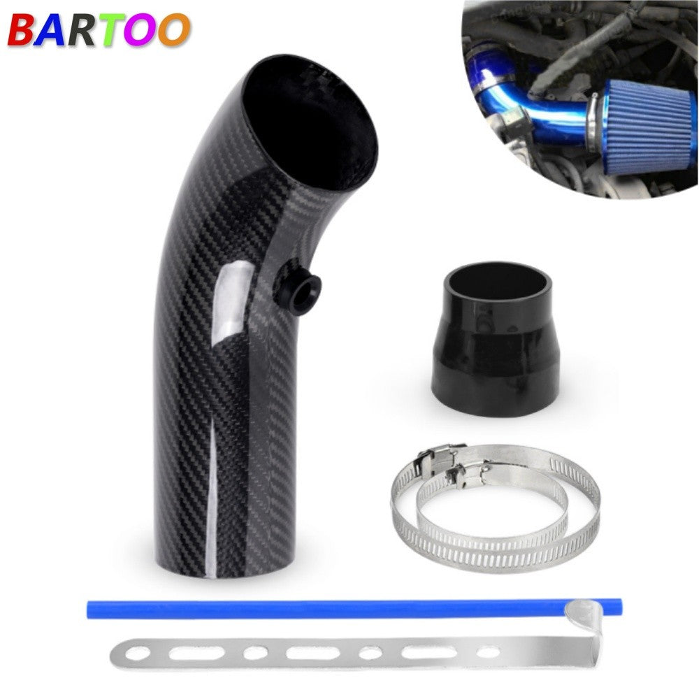Real Carbon Fiber 76mm/3 Universal Car Cold Air Intake Induction Pipe Hose Tube Q