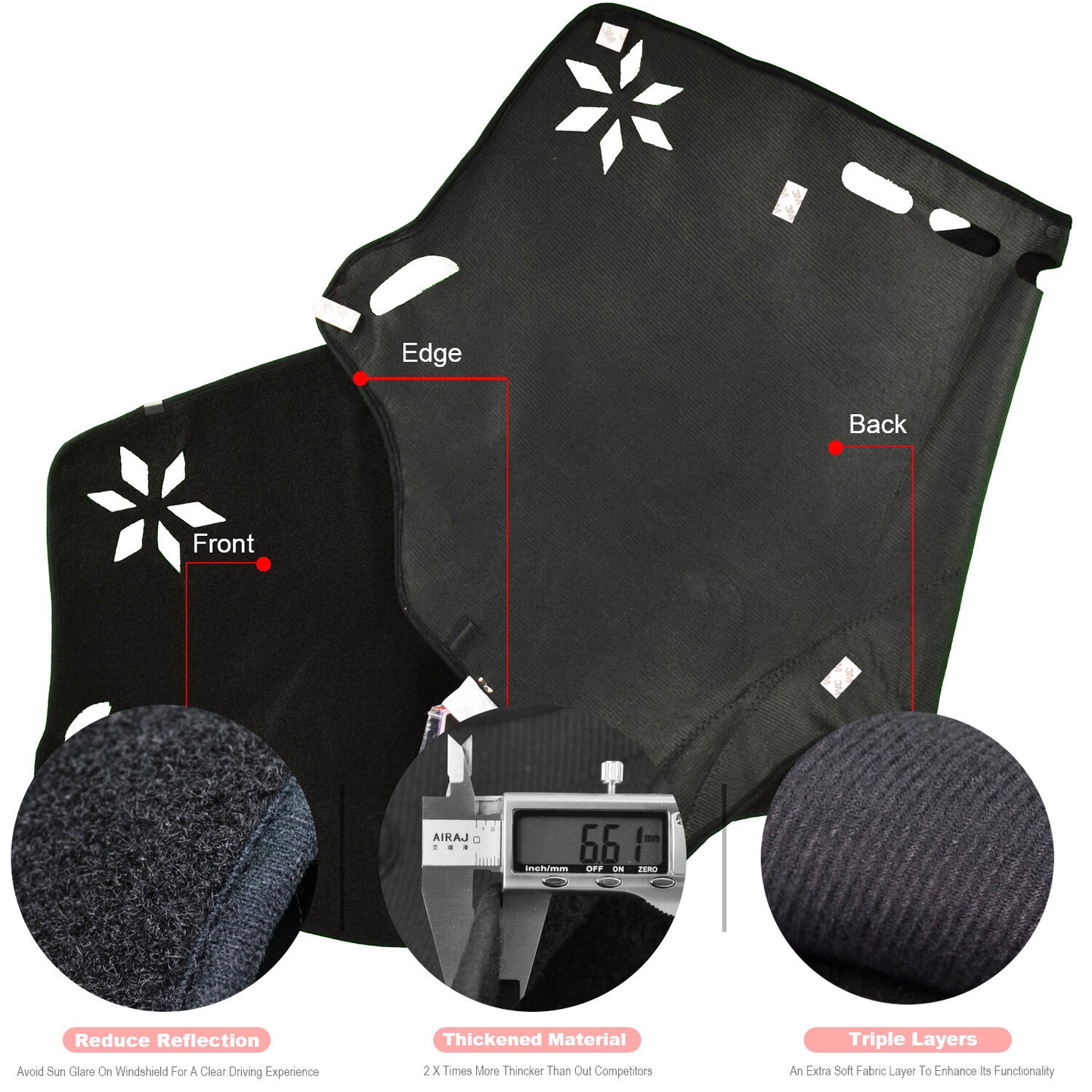 Xukey Dash Mat Dashboard Cover Dashmat for Dodge Journey 2011- 2018 Carpet Pad Q