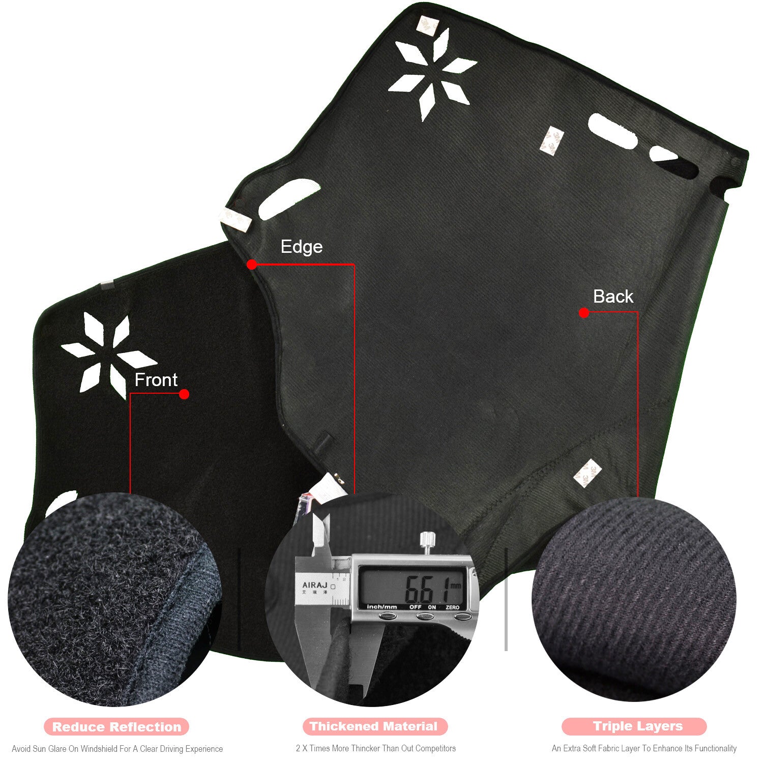Xukey Dash Mat Dashboard Cover Dashmat for Dodge Journey 2011- 2018 Carpet Pad Q