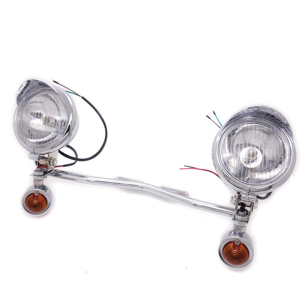 Motorcycle Passing Driving Spot Fog Turn Signal Light Bar Kit for Chopper Custom Q