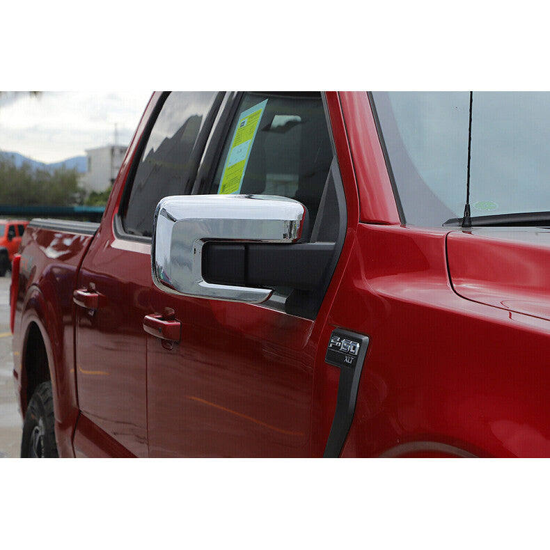 for Ford F150 F-150 2021-2023 Chrome Side Rearview Mirrors Cover caps Trim decor