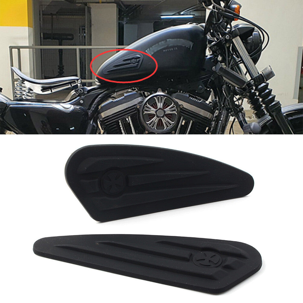 Rubber Fuel Gas Tank Knee Pads Decals Stickers Fit for Harley Softail Dyna Sportster