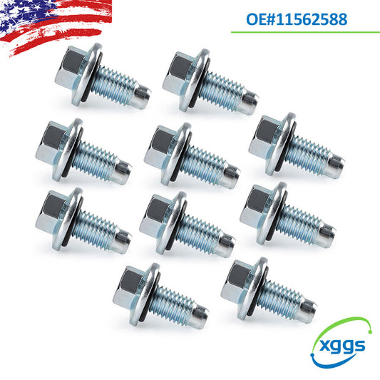 10-piece set of engine oil pan drain plug bolts with O-rings suitable for all-new for Buick and for Cadillac models. Q