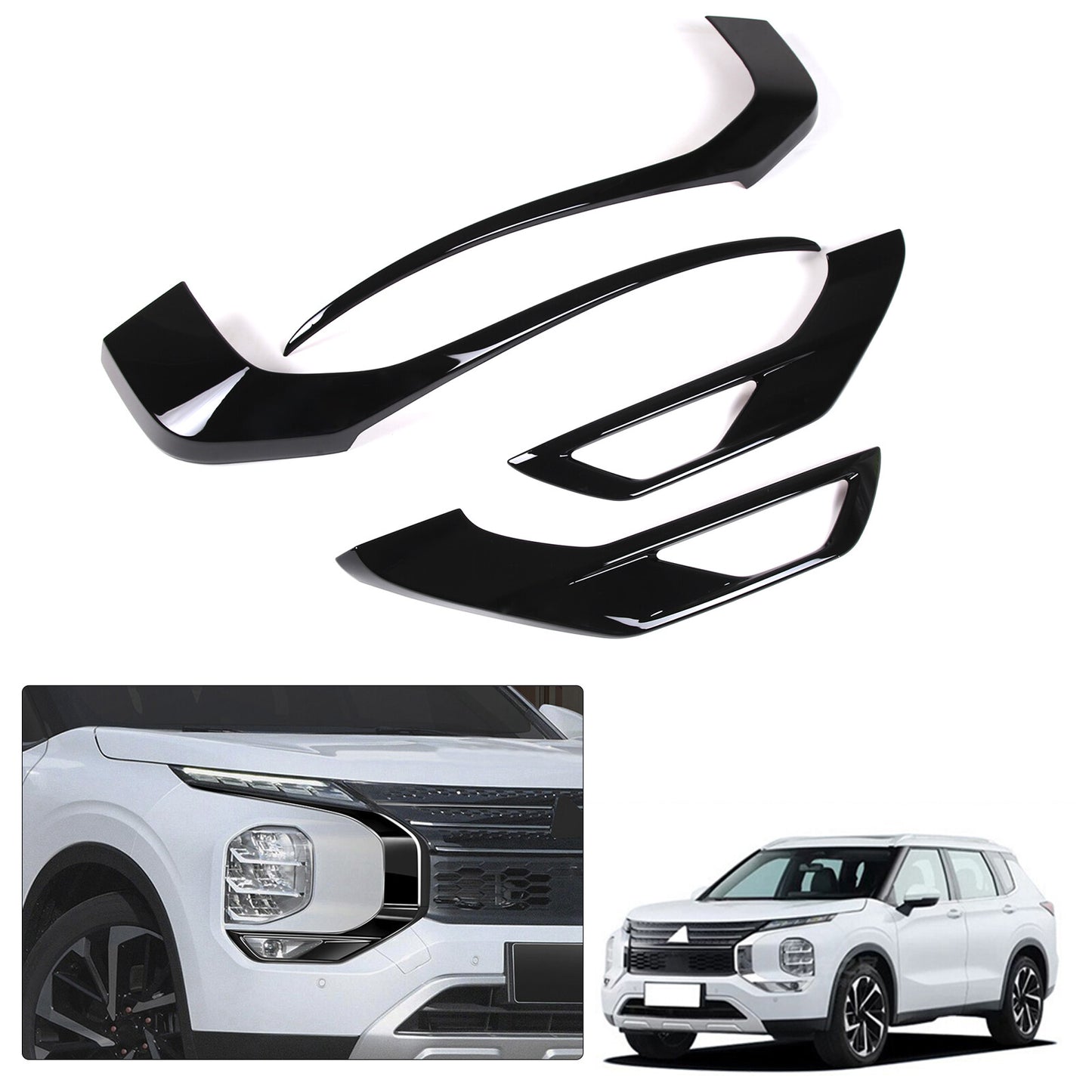 4-Pack for Outlander 2022/2023 Front Grille Trim Protector Cover - Glossy n