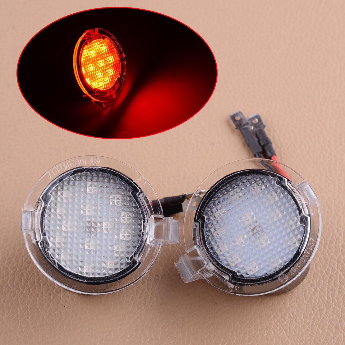 2pcs Red LED Side Mirror Puddle Light Lamp Fit for for Mustang Taurus Fusion v
