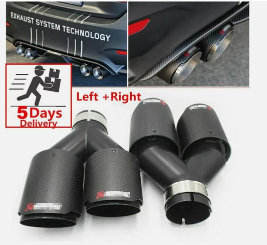 Car Exhaust Tip Dual Pipes End For Real Carbon Fiber ID:2.5 OD:3.5 n