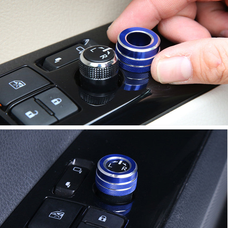 Alloy Blue Rearview Mirror Adjust Knobs Ring Cover for Corolla 2019-2024 v