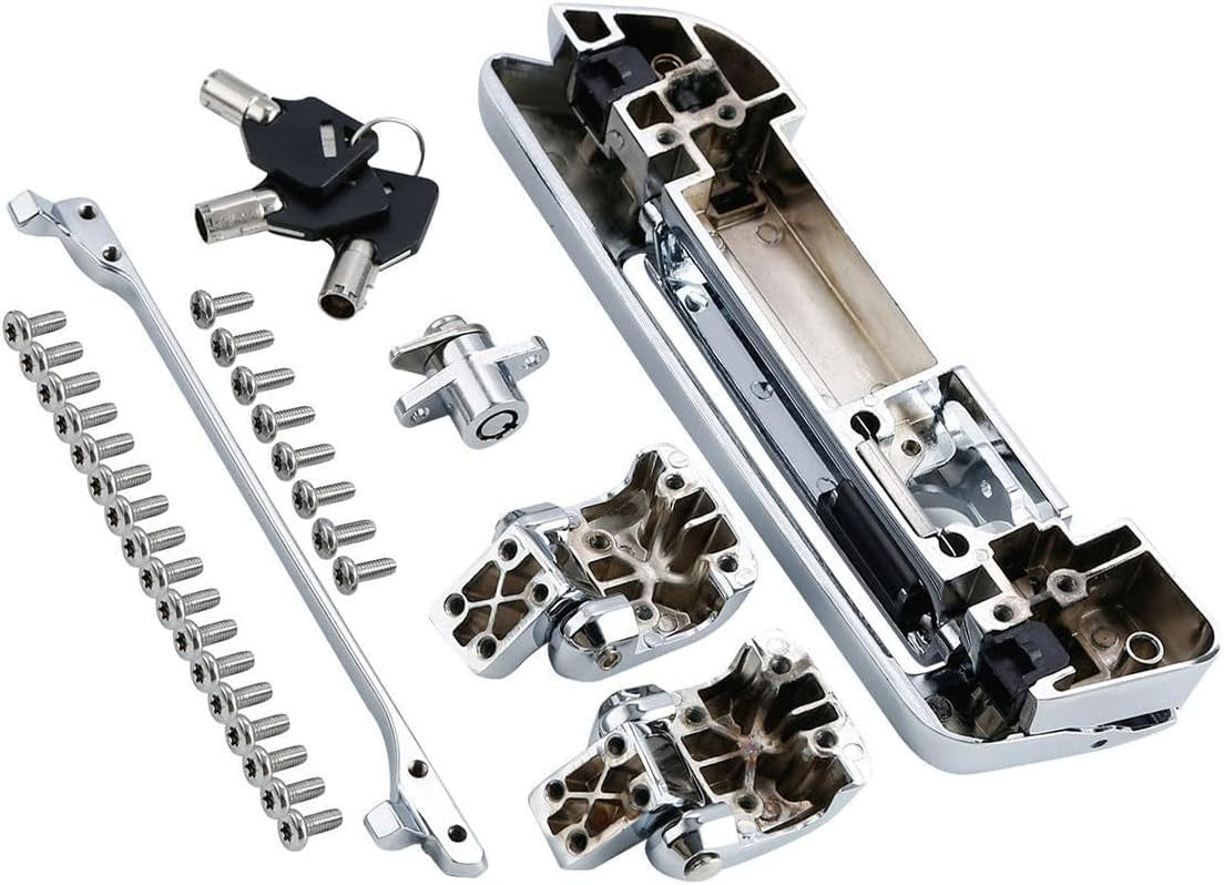 Cover latch hinge kit for Harley Razor/Chopper/King travel bag Pak Trunk Chrome - n