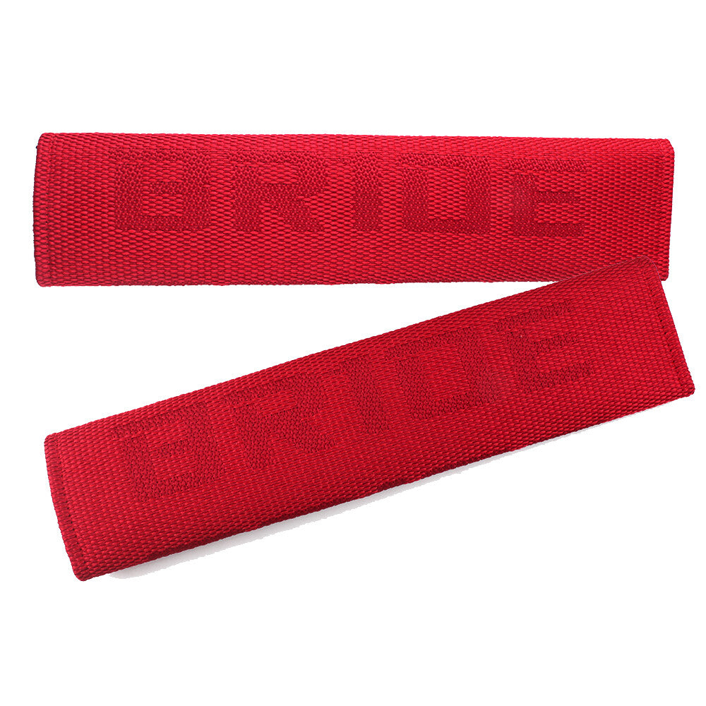 BRIDE Red for Seat Belt Cover Shoulder Pads Fabric Racing for Seat Material 2PCS