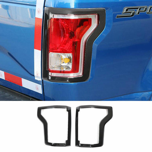 for Ford F-150 F150 2015-2020 Carbon Fiber Rear Tail Light Lamp Frame Cover Trim