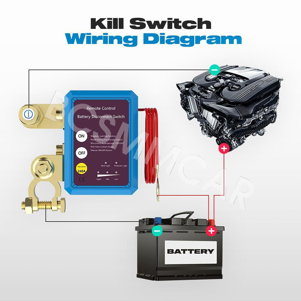 12V Car Battery Kill Disconnect Switch Cut Off Wireless Dual Remote Controls Q