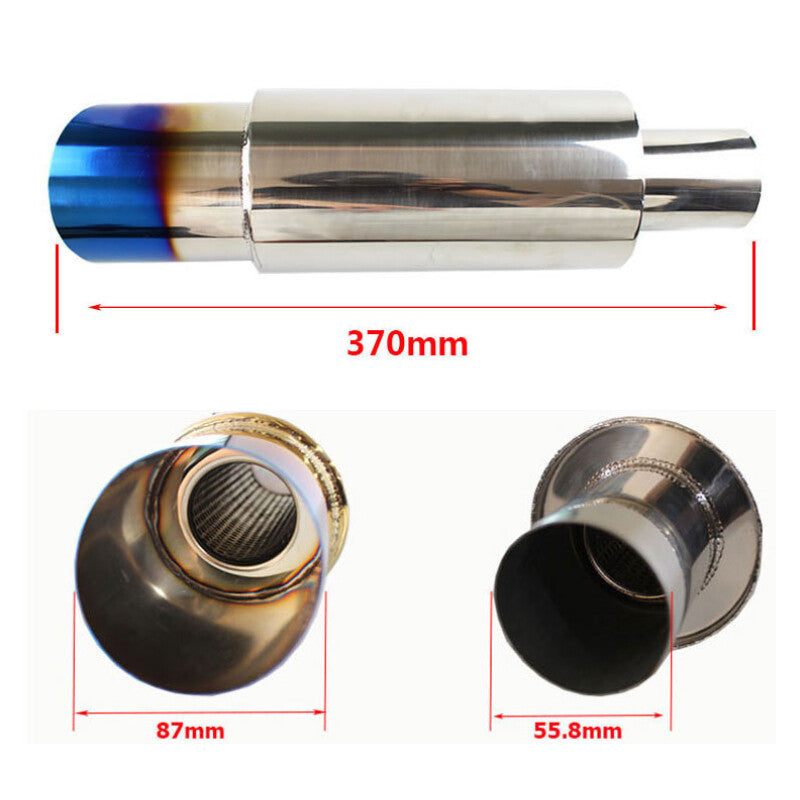 car exhaust muffler universal stainless steel 304, length 370mm interface 55.8mm Q
