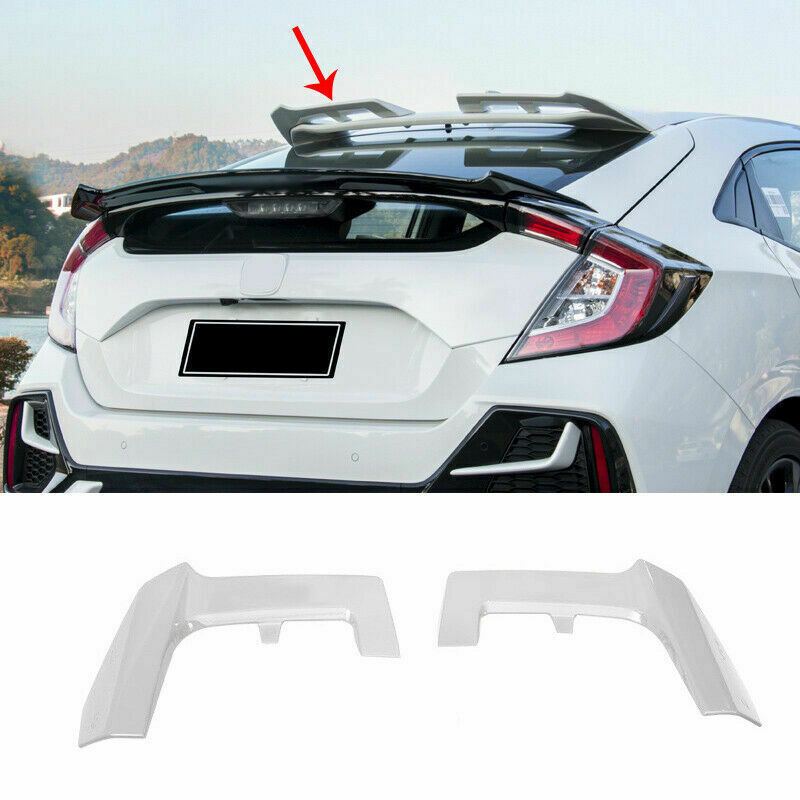 White Rear Roof Spoiler Tail Wing Bar 2P for Honda for Civic FK8 Hatchback 2017-2021