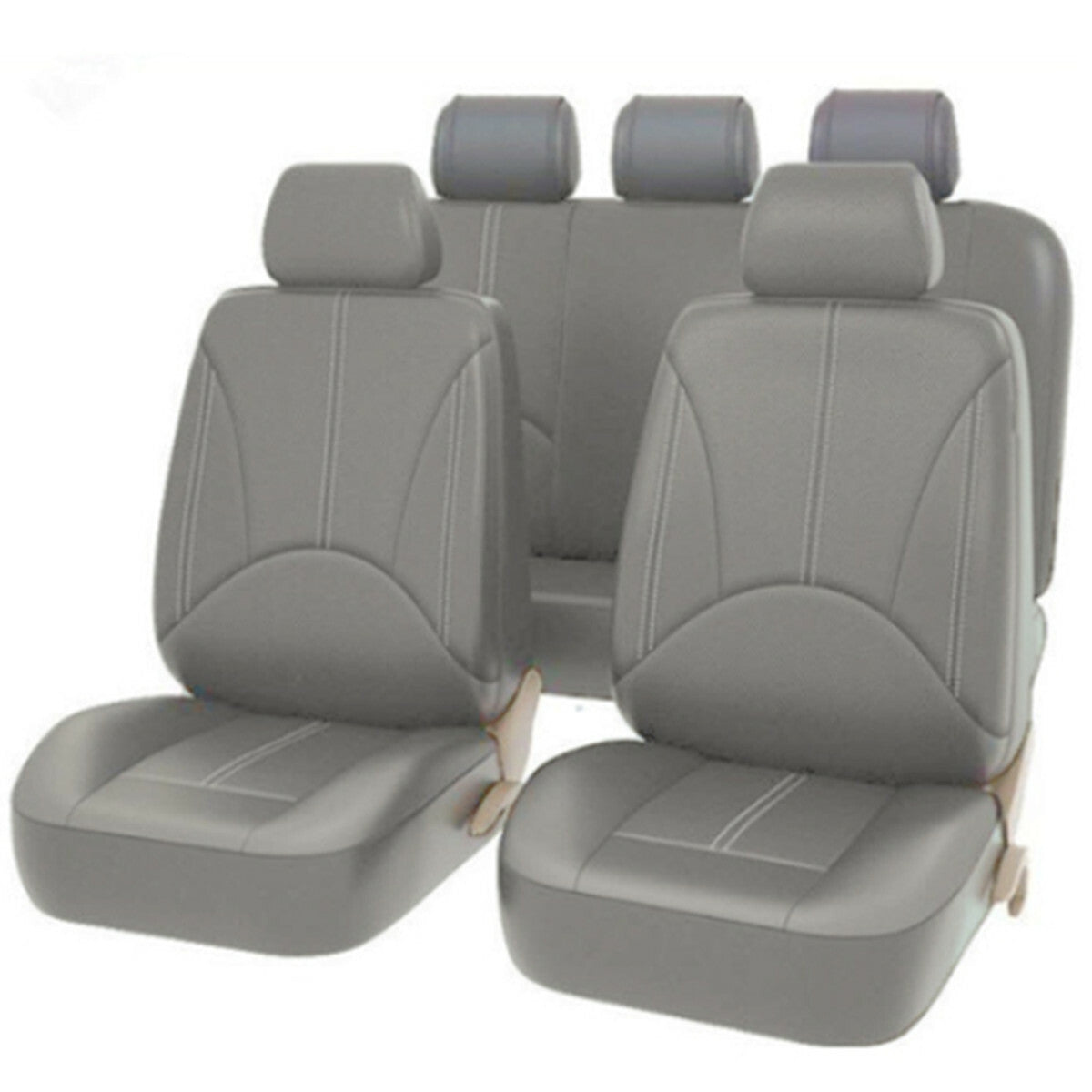 PU Leather Car for Seat Cover Cushion Accessories Car Front Rear Full Set Gray Parts Q