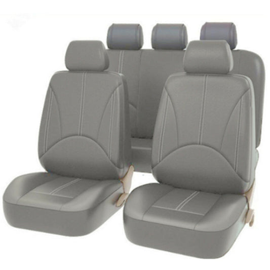 PU Leather Car for Seat Cover Cushion Accessories Car Front Rear Full Set Gray Parts Q