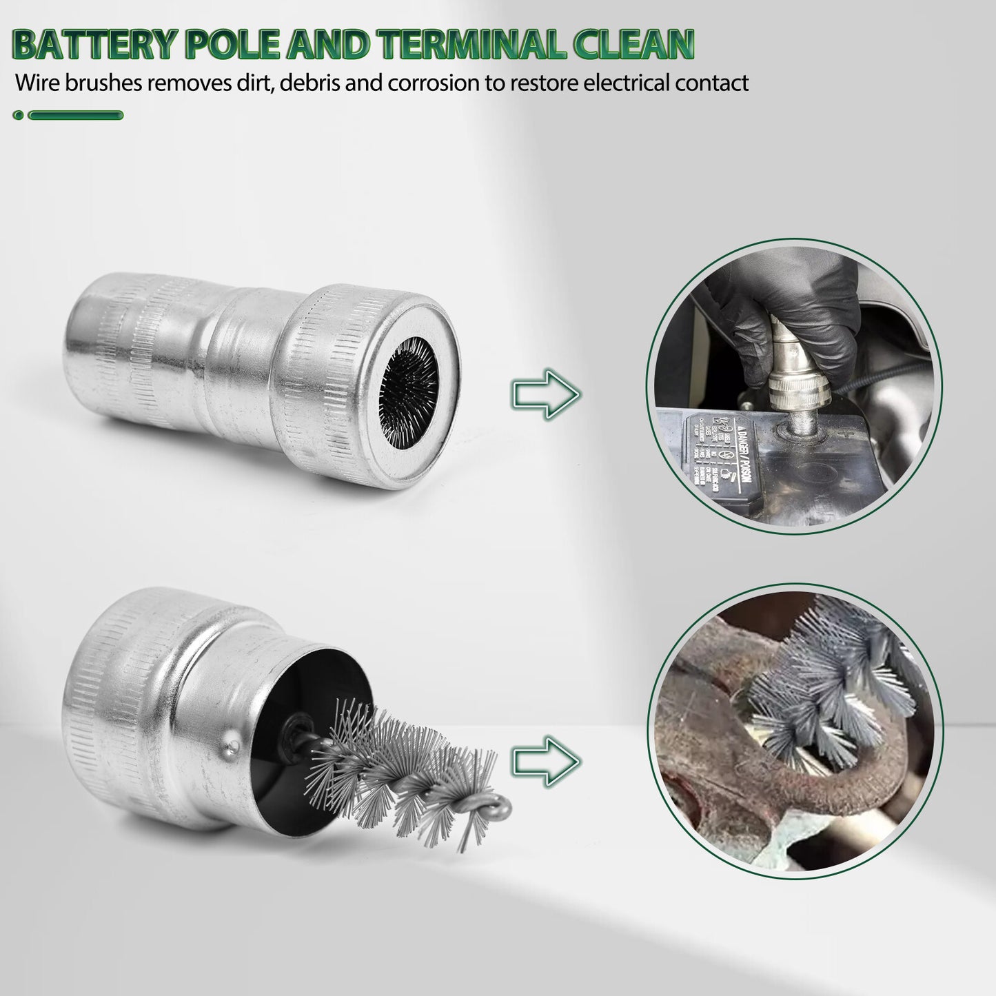 Car Battery Post Terminal Cleaner Dirt Corrosion Brush Hand Protector Tool Kit Q