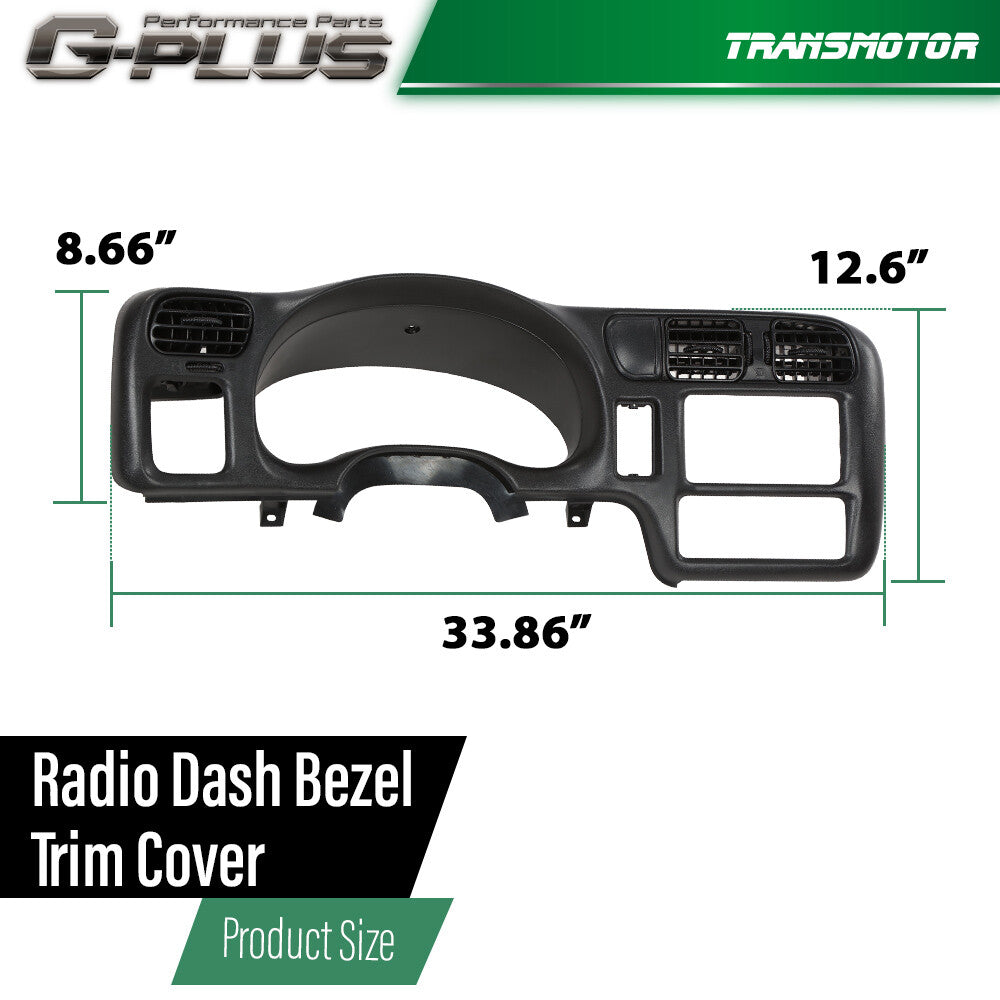 BLACK DASH BEZEL DOUBLE DIN FIT 1998 - 2004 for S-10 for GMC SONOMA JIMMY BLAZER - v