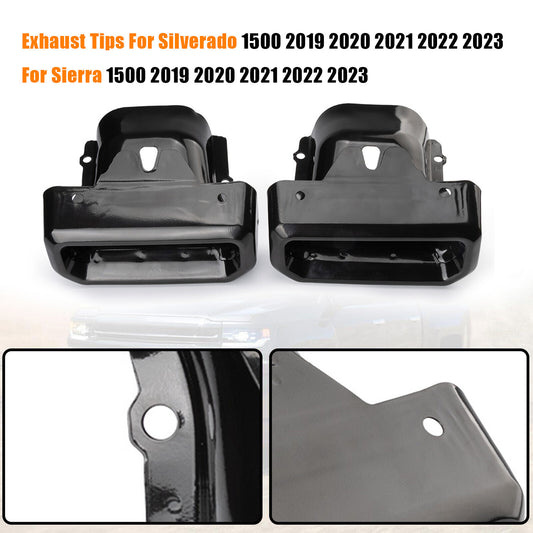 84434642 84434641 for Chevy Silverado for GMC for Sierra 19-24 Exhaust Tips Bezels Black Q