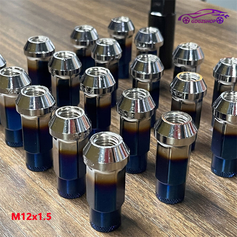 20pcs M12x1.5 Lug Nuts 48mm Steel Open End Wheel Nuts Bolts Grilled Blue Q