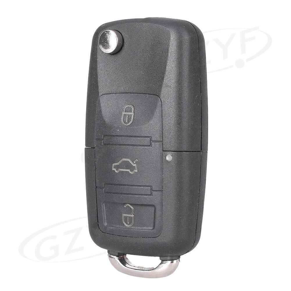 Remote Key Shell Fob Case w/Uncut Blank for VW for Jetta for Passat for Golf Black 3-Buttons