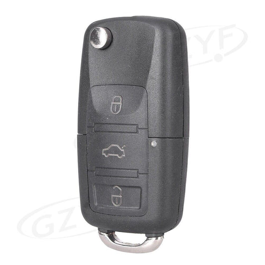 Remote Key Shell Fob Case w/Uncut Blank for VW for Jetta for Passat for Golf Black 3-Buttons
