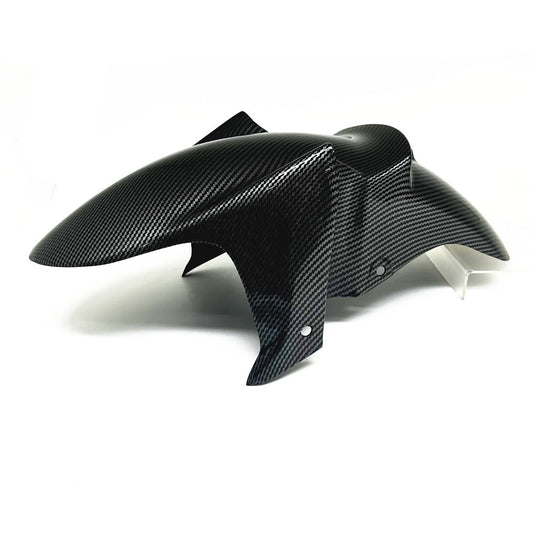 Front tire fender guards made of rectified carbon fiber suitable for Yamaha 2004-2009 FZ6, FZ6R, and FZ6RC models.
