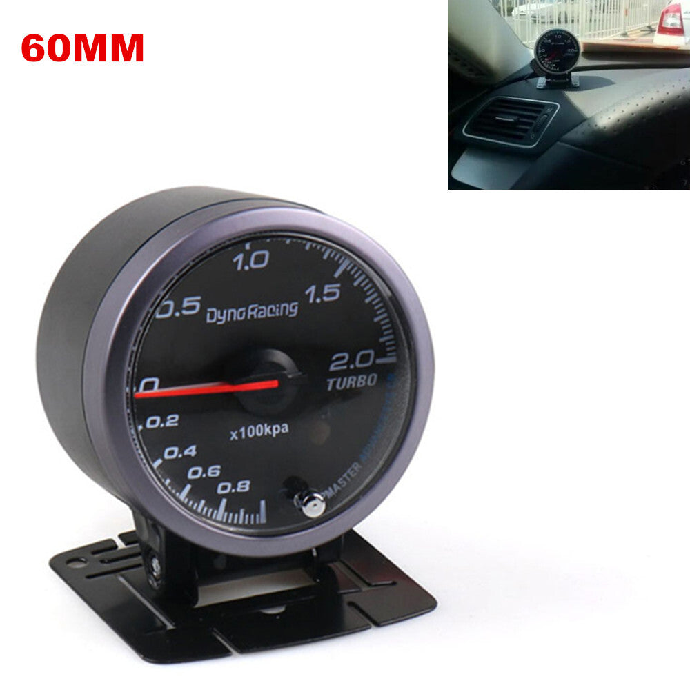 60mm 2-color LED analog automotive turbocharger pressure gauge for 12V vehicles - n
