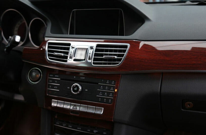 for Benz E-Class 2014-2015 Red Wood Grain Central Console Dashboard Panel Trim