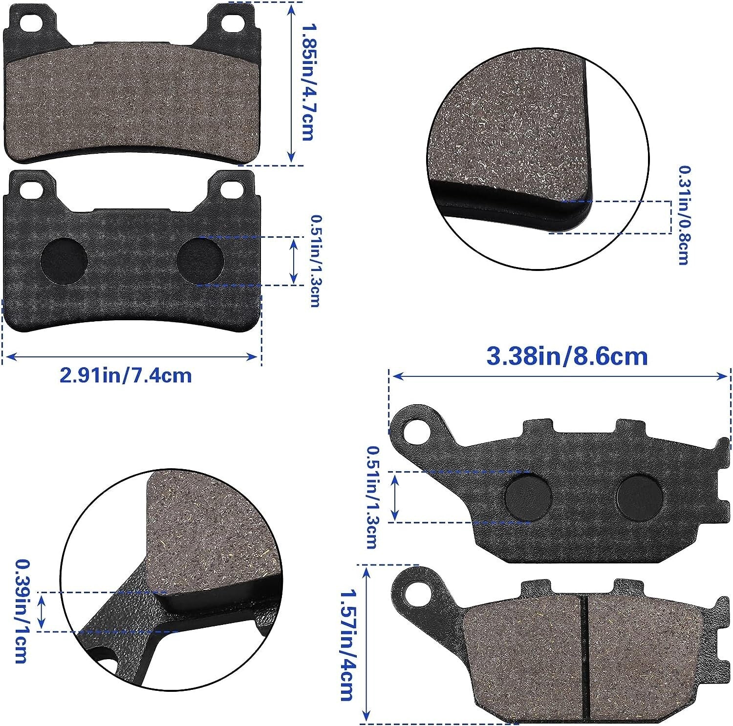 Front and Rear Brake Pads for Honda CBR600RR 2003-2006 CBR1000RR Fireblade 2004