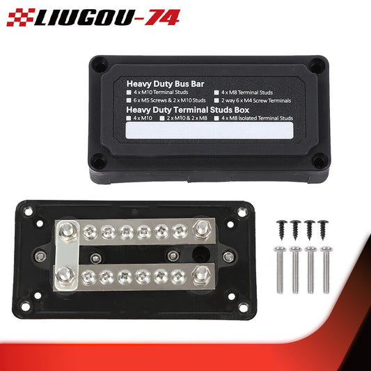 12-Terminal Grounded Distribution Wiring Block Heavy Duty Bus Bar 12V- v
