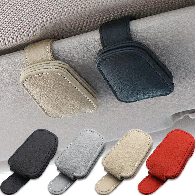 1 piece of leather sunglasses holder/car sun visor/glasses hook clip