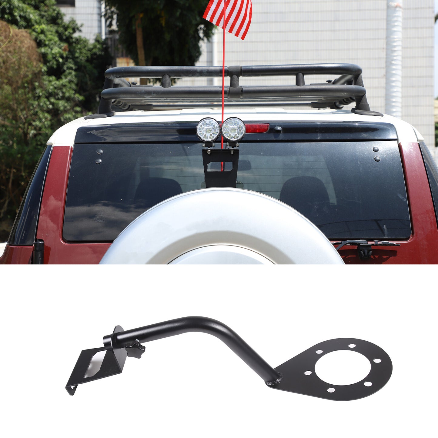 Steel tailgate antenna flag bracket/shovel mount for FJ Cruiser 07-21 - n