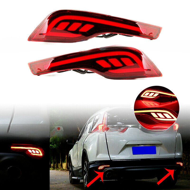 Pair LED Rear Bumper Reflector Brake Tail Light Lamp Fit for Honda CRV 2017-2019 Q