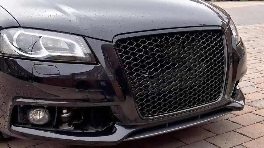 RS4 Style Gloss Black Honeycomb Front Grille for for Audi A4 S4 B8 2009-2012 v