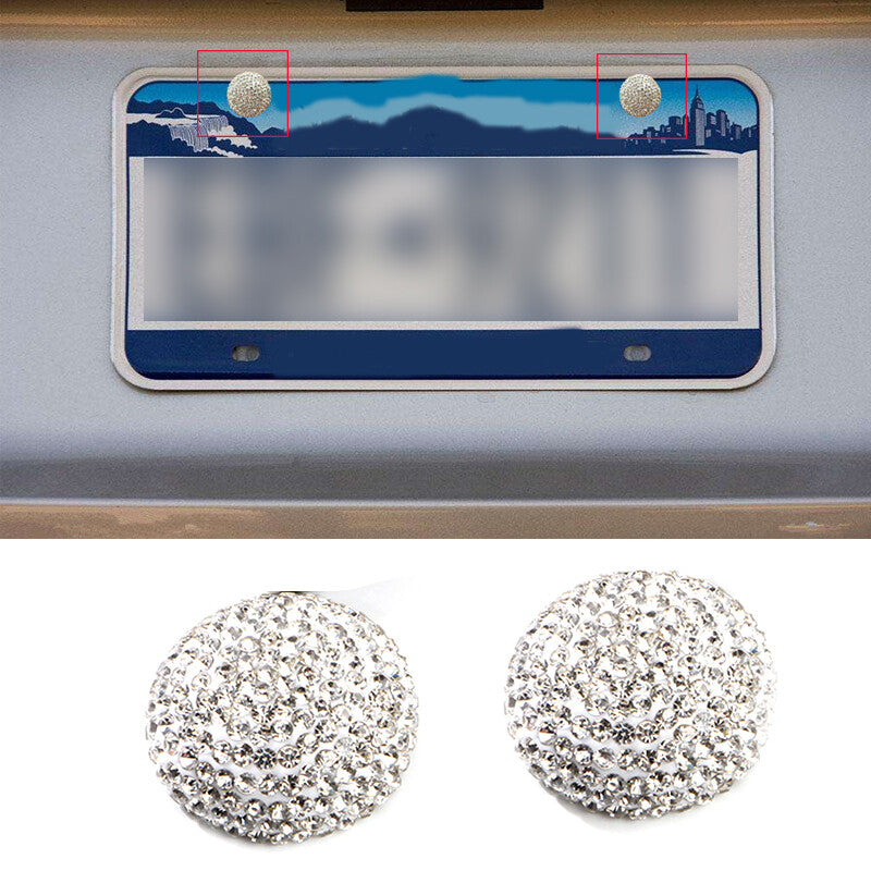 2¡Á Durable Car Diamond Bling Covers Screw Bolt Cap Crystal License Plate Frame v