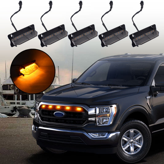 5PCS Front Grille Lights LED Amber Fit 2021-2023 for Ford F150 XL/XLT/XLT Sporting