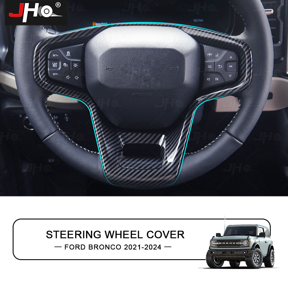 Inner Carbon Fiber Glossy Car Steering Wheel Cover for Ford Bronco 2021-2024