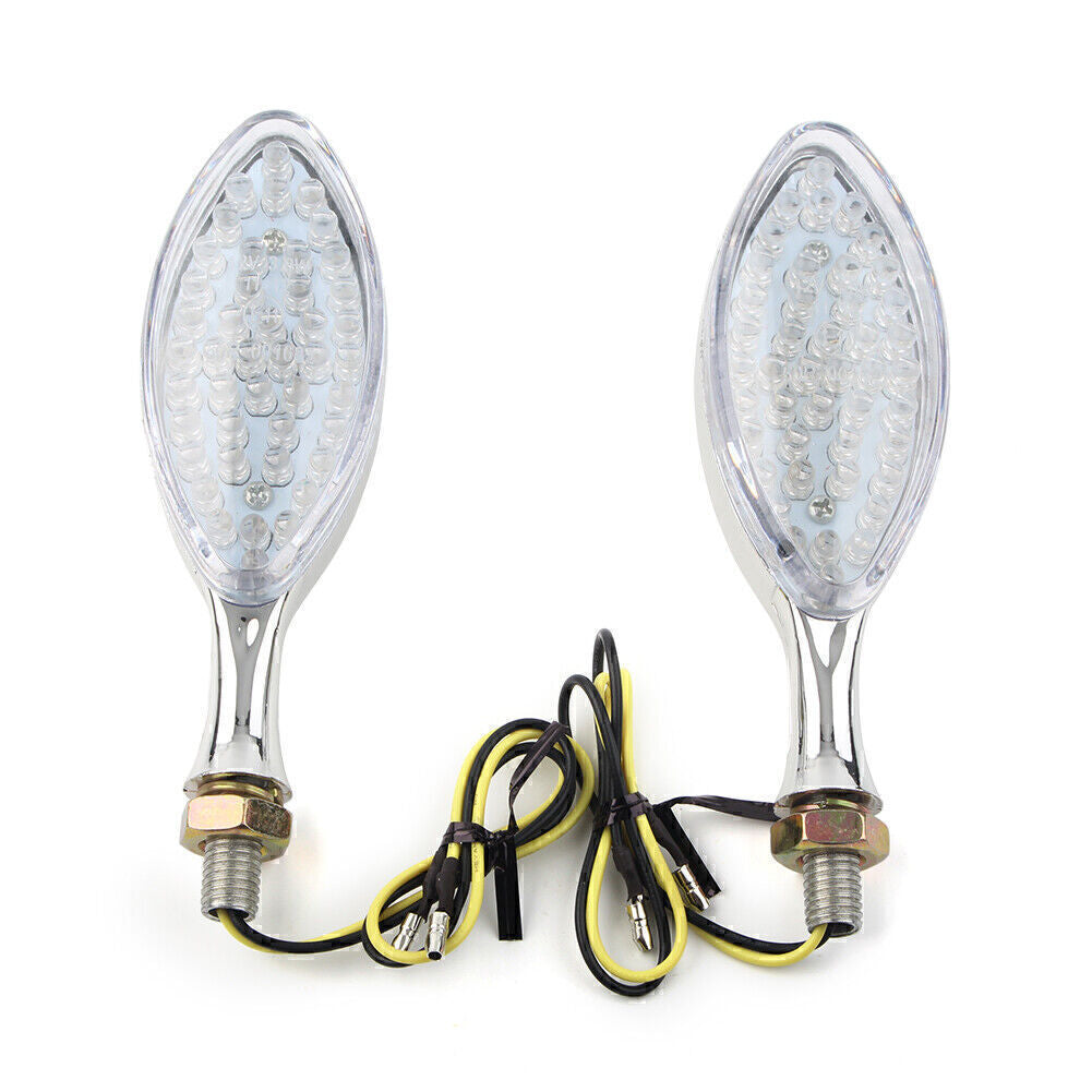 2¡Á Universal Motorcycle Chrome LED Turn Signals Indicator Amber Light Blinker Q