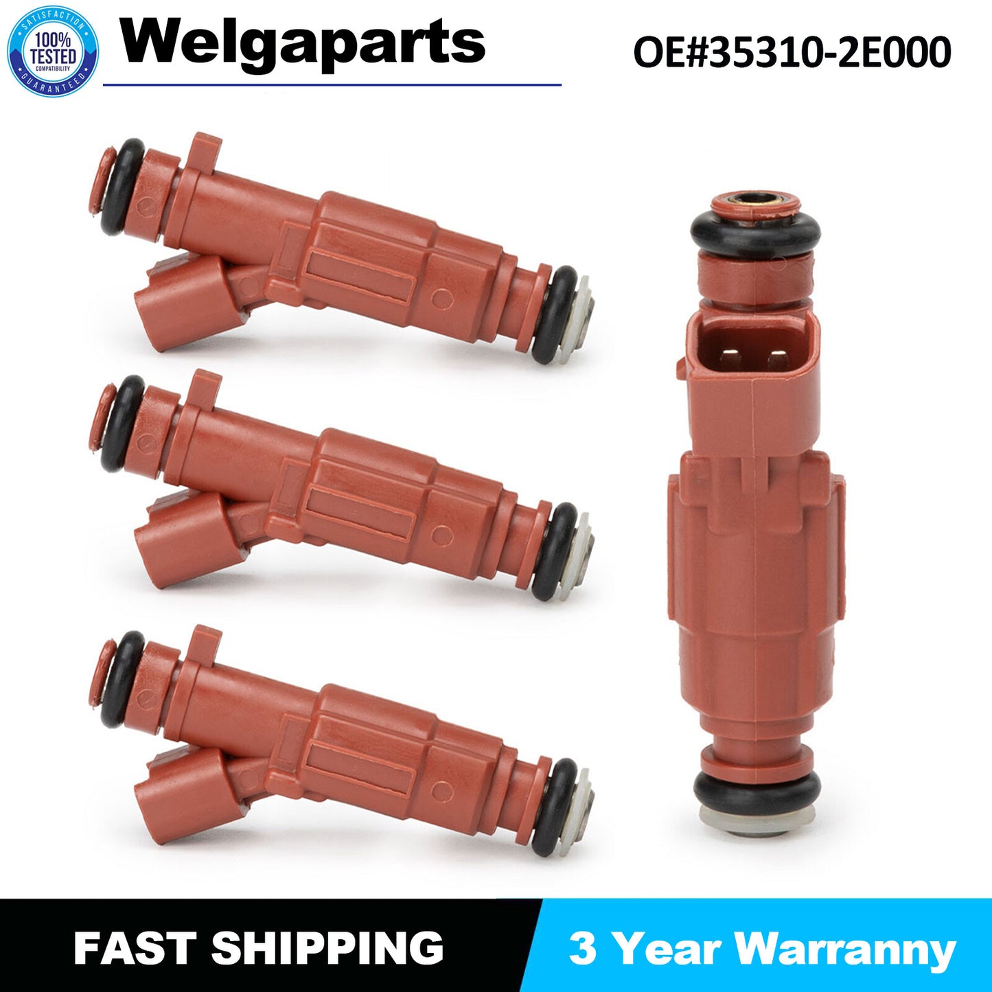 4Pcs 353102E000 Fuel Injector For 2011-2019 for Elantra for Veloster Forte Soul 1.8 2.0L