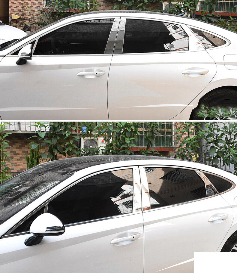 Chrome Pillar Posts for Hyundai Sonata 20-23 10pc Set Door Trim Mirror Cover Kit