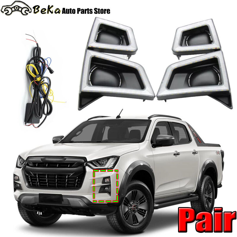 2-pack LED daytime running lights and fog lights suitable for Isuzu D-MAX 2019-2024 models.