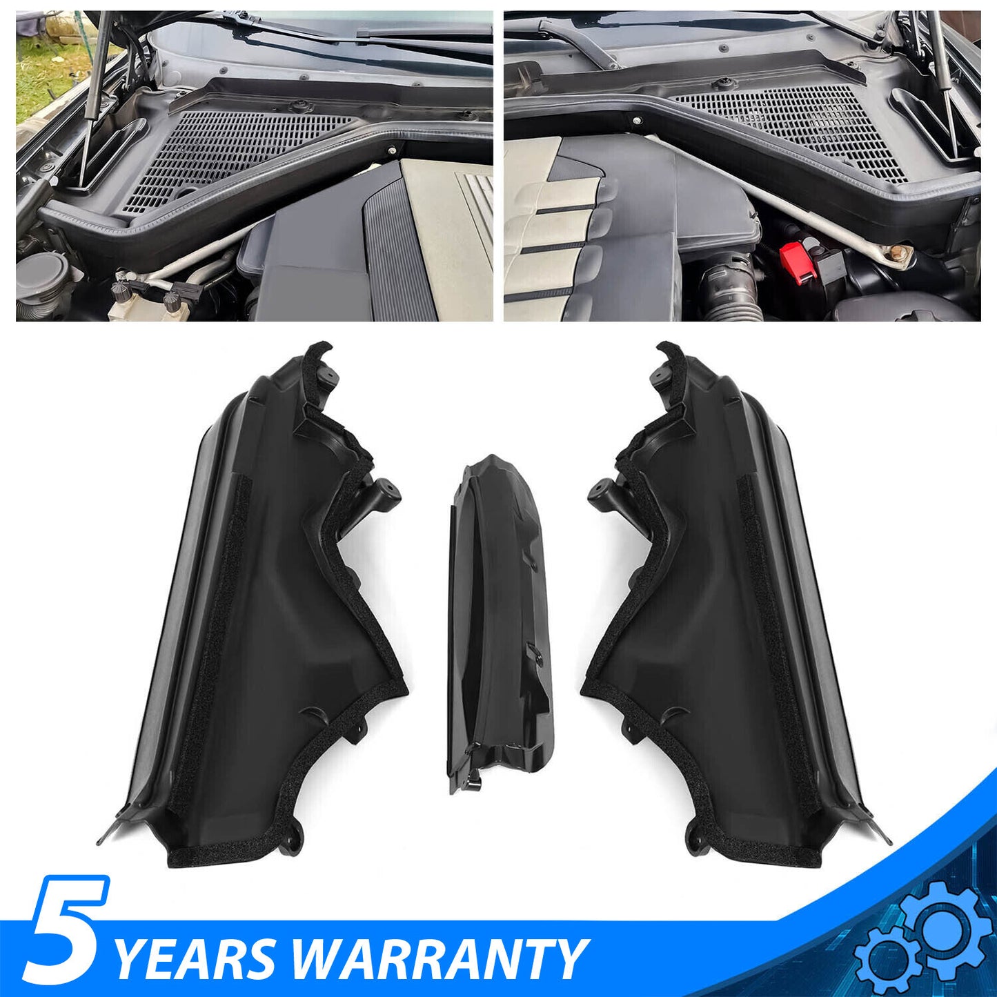 3PCS Engine Upper Cover Compartment Partition Panel For X5 X6 E70 E71 06-14