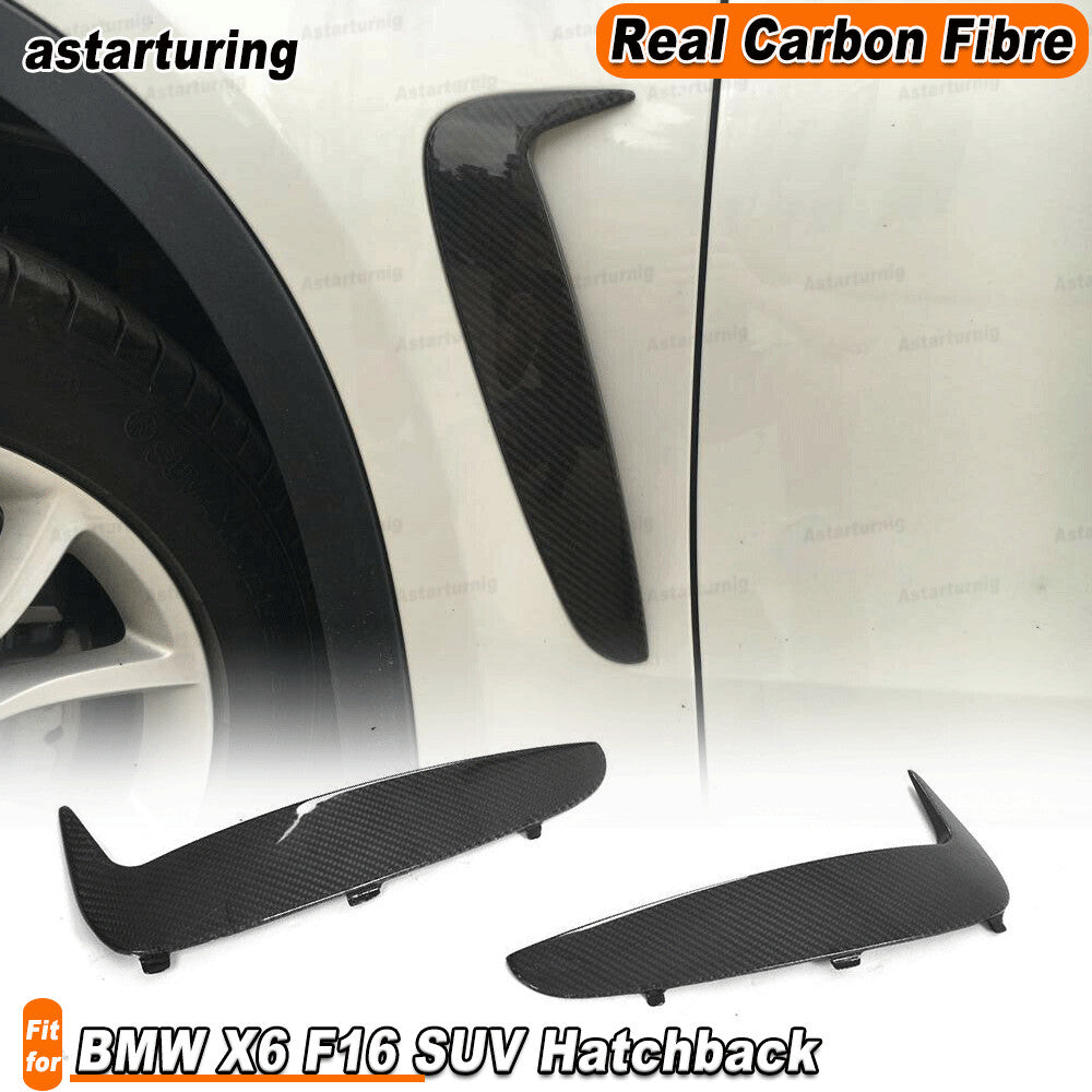 REAL CARBON Side Door Fender Air Vent Trims for BMW X6 F16 SUV Hatchback 2015-17