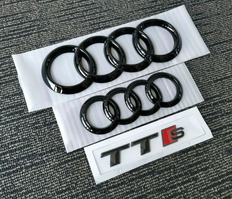 Suitable for Audi TTS range hood rear badge ring front boot badge sticker glossy black and red