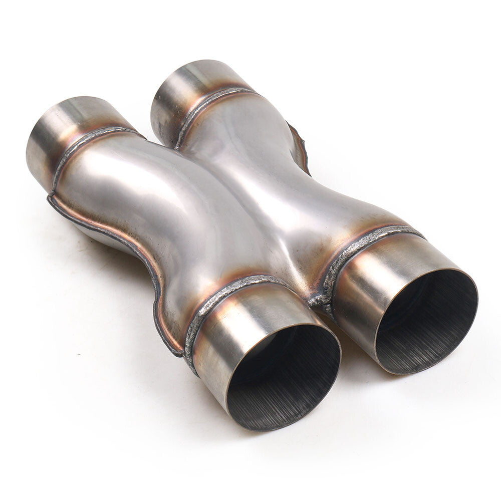 Exhaust Crossover X Pipe 3 Universal Dual Inlet/Outlet Exhaust Pipe Tip Adapter