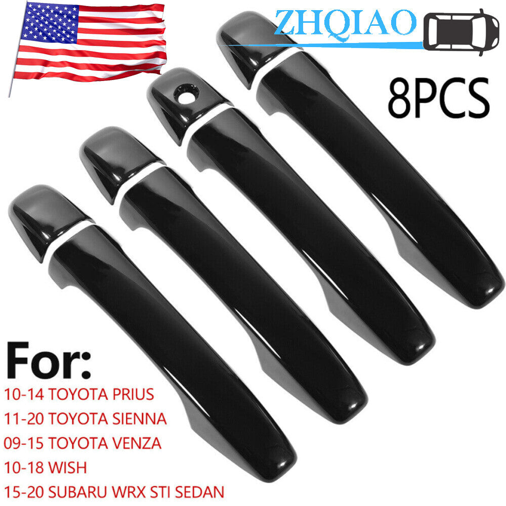 For 2011-2020 for Toyota for Sienna Glossy Piano Black Door Handle Covers Molding Trims